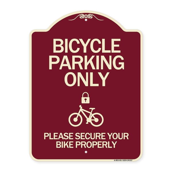 Signmission Bicycle Parking Please Secure Your Bike Properly Heavy-Gauge Aluminum Sign, 24" x 18", BU-1824-24317 A-DES-BU-1824-24317 - main